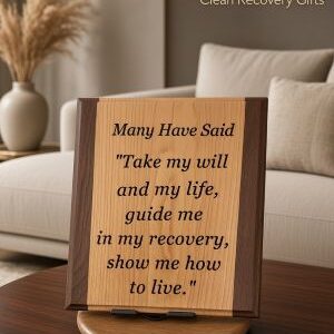 Large Third Step Prayer Plaque Cherry/Walnut